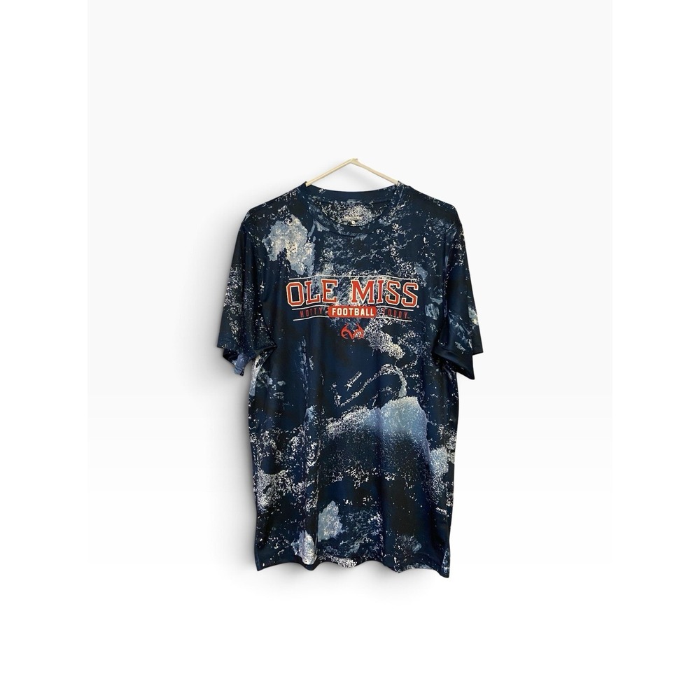 Men's Realtree By Colosseum Ole Miss Football Dri Fit T-Shirt Camo Large New